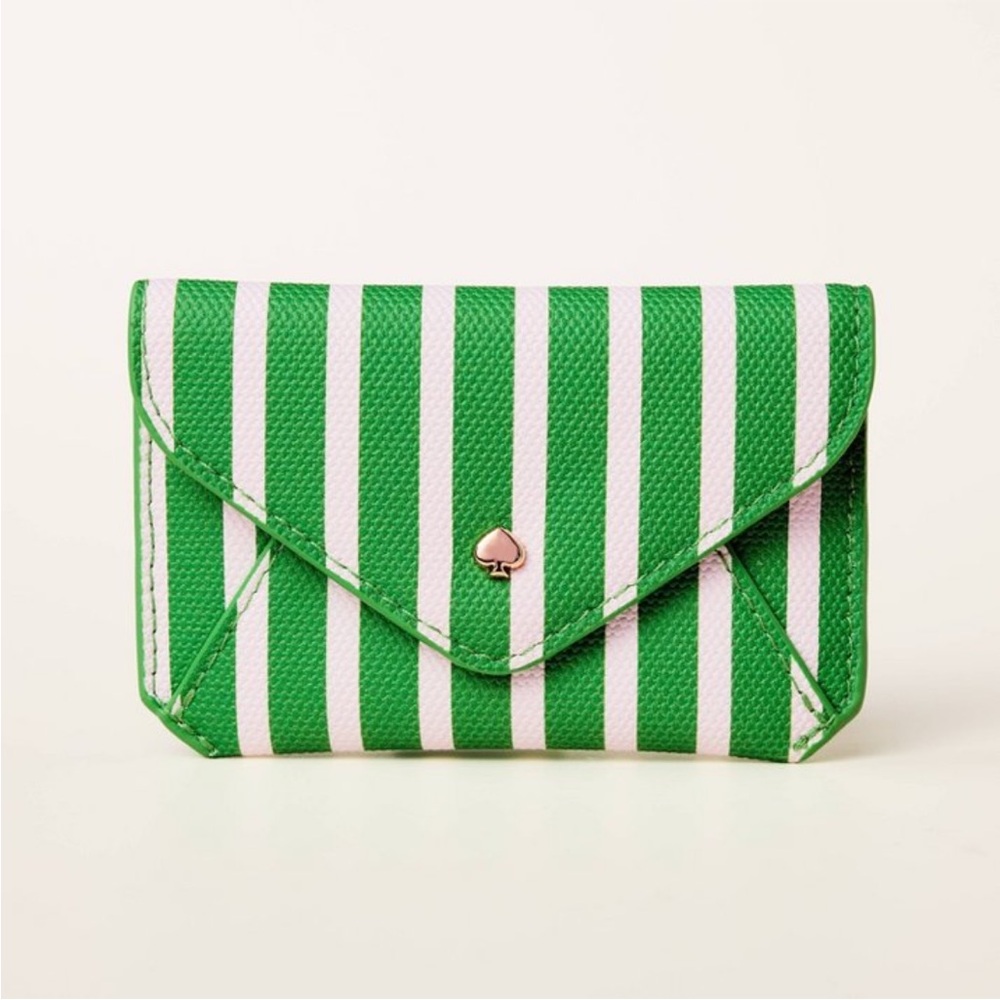 Kate Spade x Target Stripe Envelope Card Case, Green and White